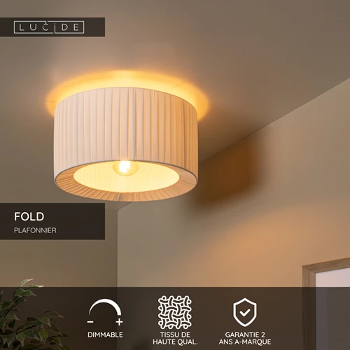 Lucide FOLD - Plafonnier - Ø 40 cm - 1xE27 - Blanc - USP